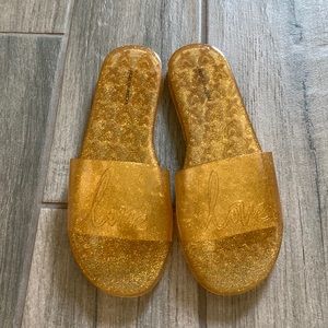 Victoria secret gold glitter love slides